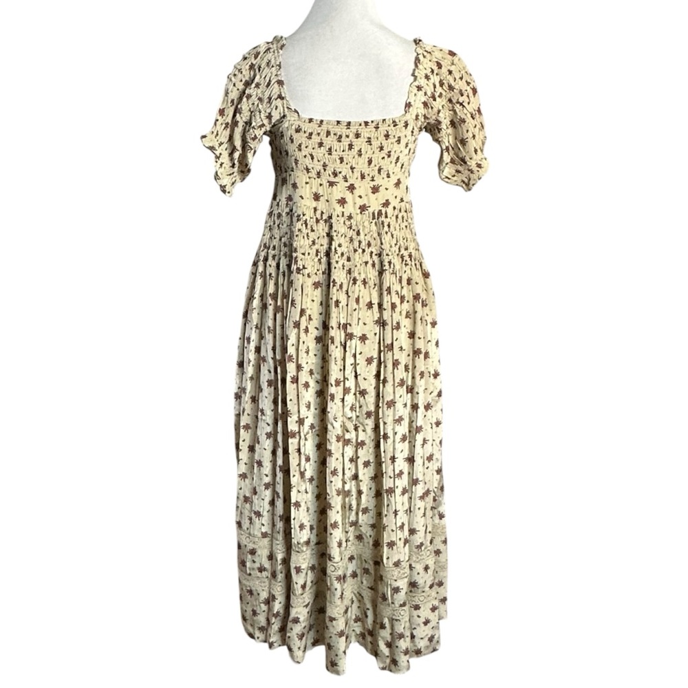 Free People Dainty Cottage Ethereal Bali Juniper Midi Dress 6 Lace Cream Floral - Picture 11 of 16